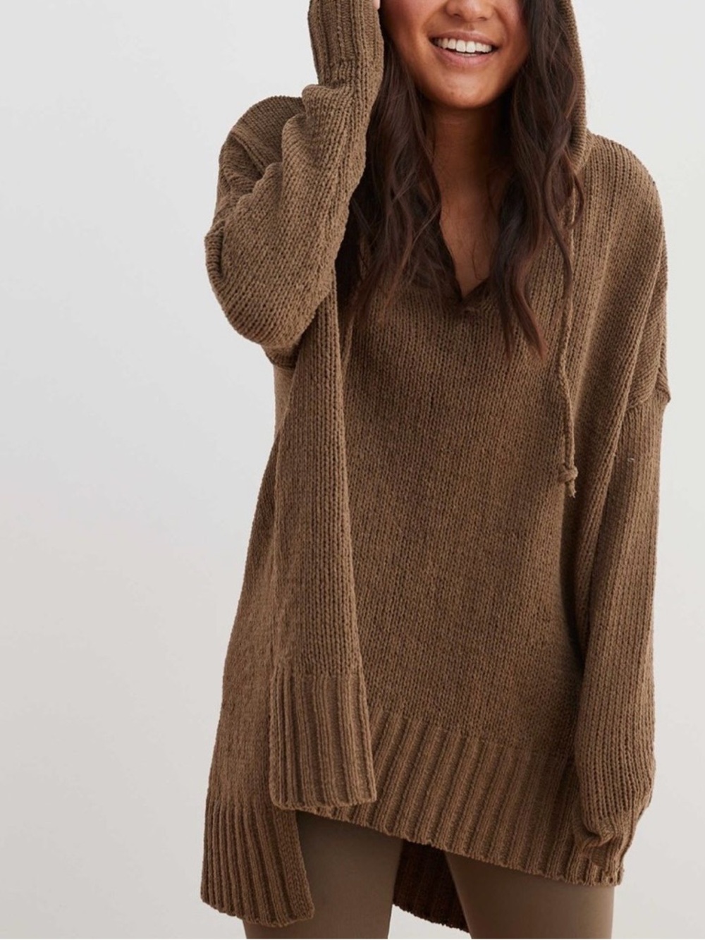 Aerie Knit V-Neck Hooded Tunic